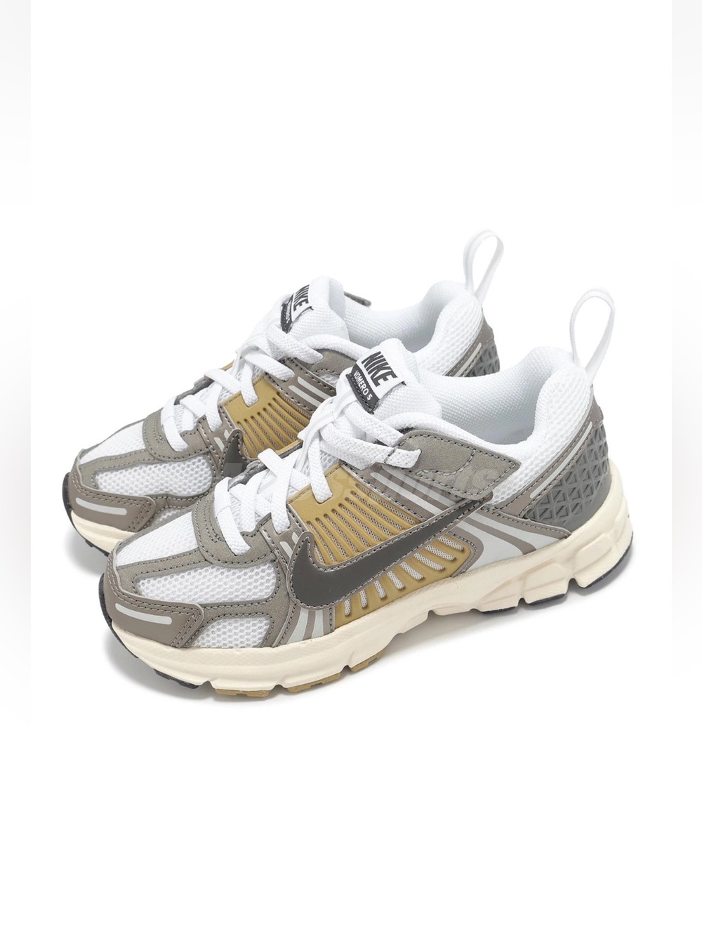 Nike Vomero 5 Metallic Pewter Parachute Beige Kids Shoes SZ 1.5Y Replacement Box